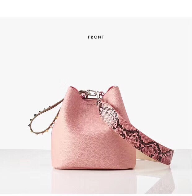Fashion Leopard Print Bucket Bag for Women | Rivet Handbag with Python Pattern Strap | Designer Crossbody