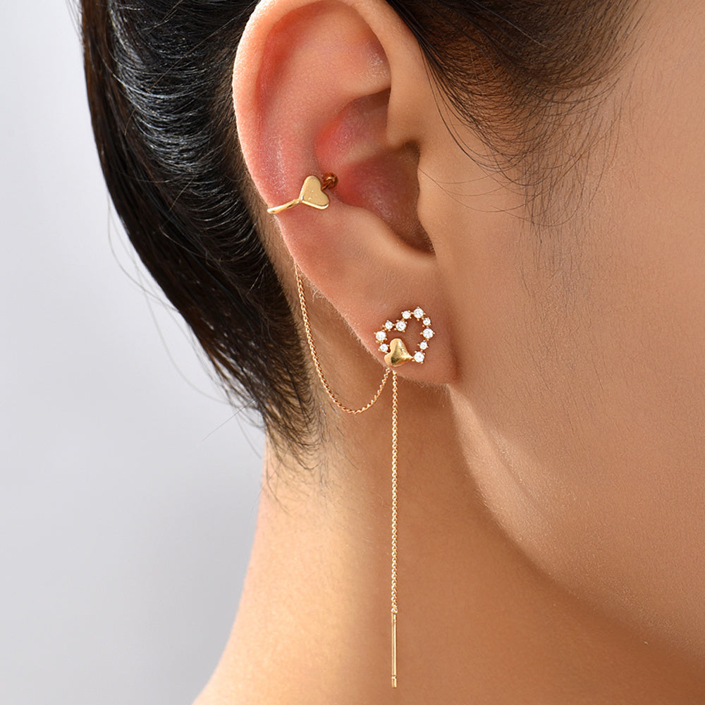 Wholesale Copper Micro Inlaid Zircon Cross Border Earrings | Fashion Tassel Ear Line