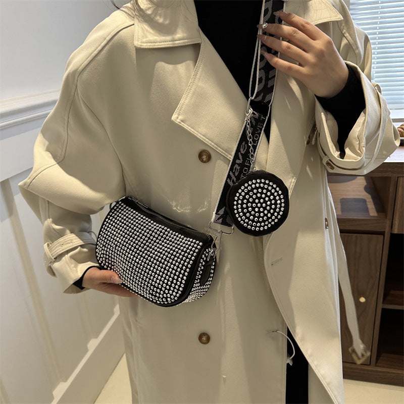 Luxury Rhinestone Shoulder Bag with Small Purse | Fashion Party Underarm Crossbody Bag for Women