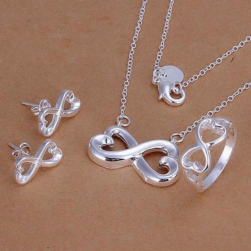 Elegant 8-Word Ear Stud, Pendant Necklace, and Ring Set