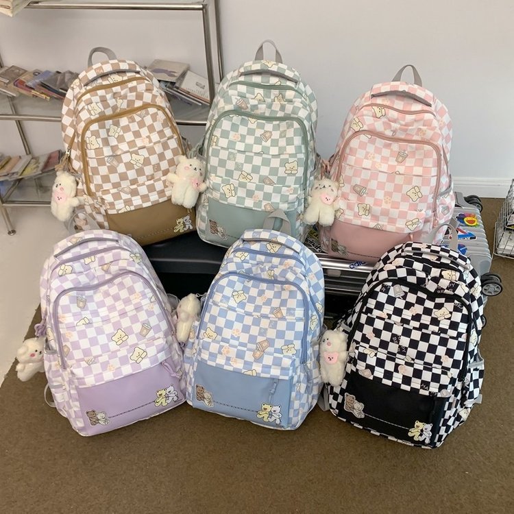 Girly Fashion Chessboard Plaid Backpack | Trendy and Stylish Schoolbag