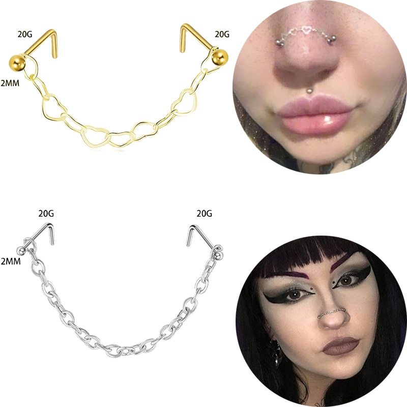 Trendy Stainless Steel Nose Chain Piercing Jewelry | Modern Body Accessories