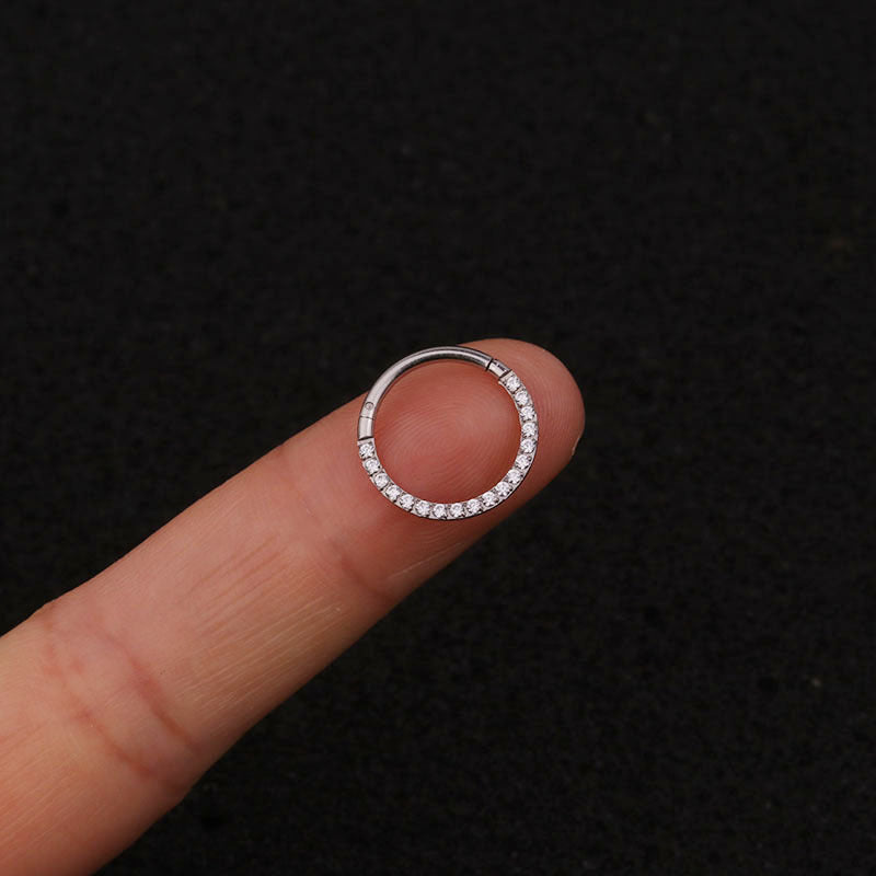 Pure Stainless Steel Inlaid Zircon Closed Ring | Premium Piercing Jewelry