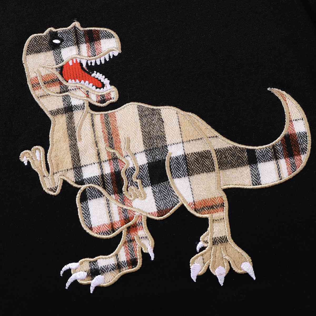 Kids Dinosaur Graphic Tee and Plaid Shorts Set | M.Q,Ship From Overseas
