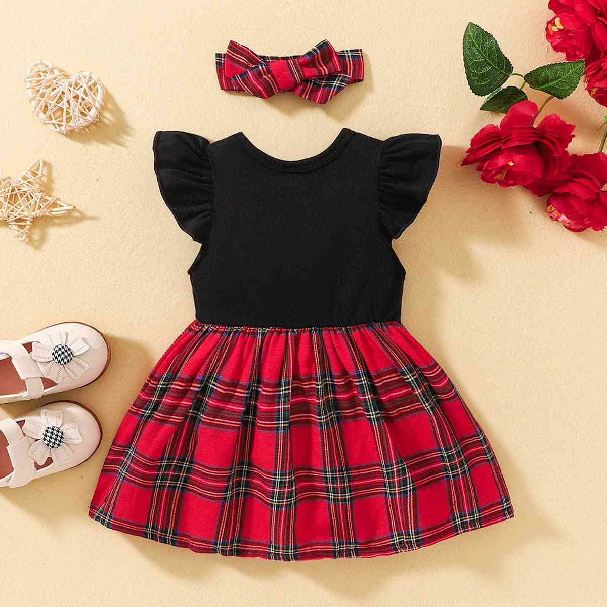 Plaid Bow Detail Round Neck Dress | M.Q,Ship From Overseas