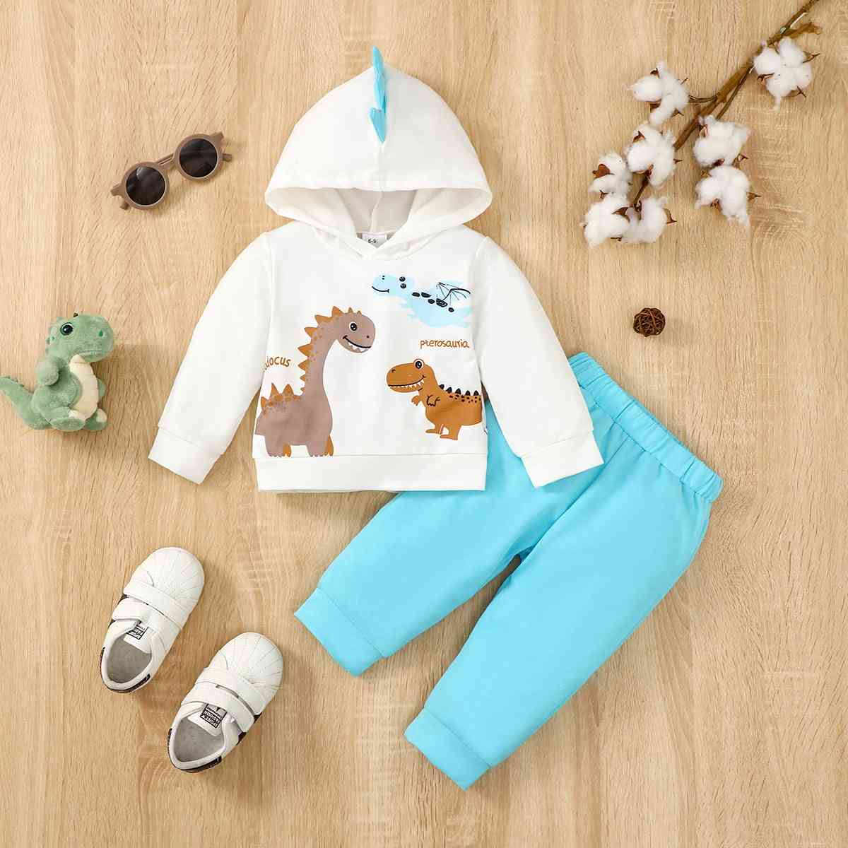 Dinosaur Graphic Hoodie and Pants Set | M.B,Ship From Overseas