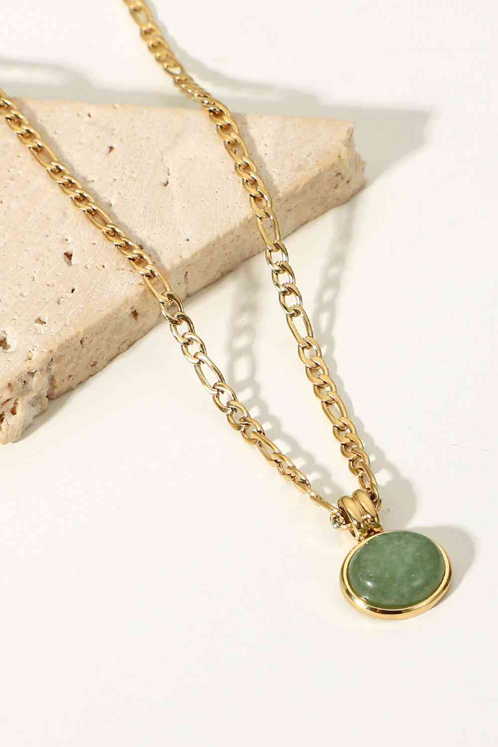 Inlaid Stone Round Pendant Chain Necklace | Jack&Din,Ship From Overseas