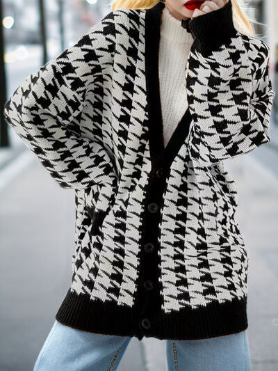 Houndstooth Button Up Long Sleeve 