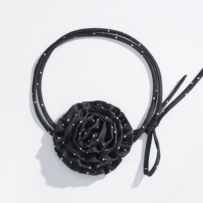 Polka Dot Camellia Flower Tie Choker Necklace | Ken,Ship From Overseas